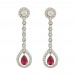  SELOVO Women Girls Drop Earrings Shinning Rose Red Cubic Zirconia Dangle Earrings Silver Tone